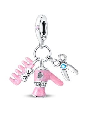 NWOT Hairdryer, Comb & Scissors Trio Dangle Charm Sterling Silver 925